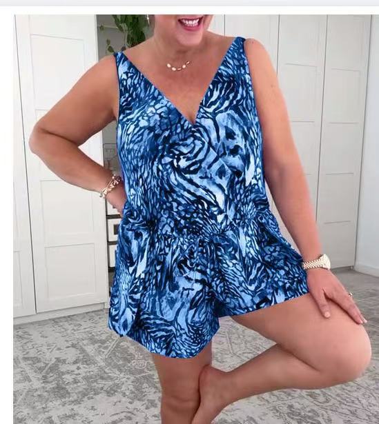 Damen lässiger Overall mit buntem Tiermuster Echo Archiv