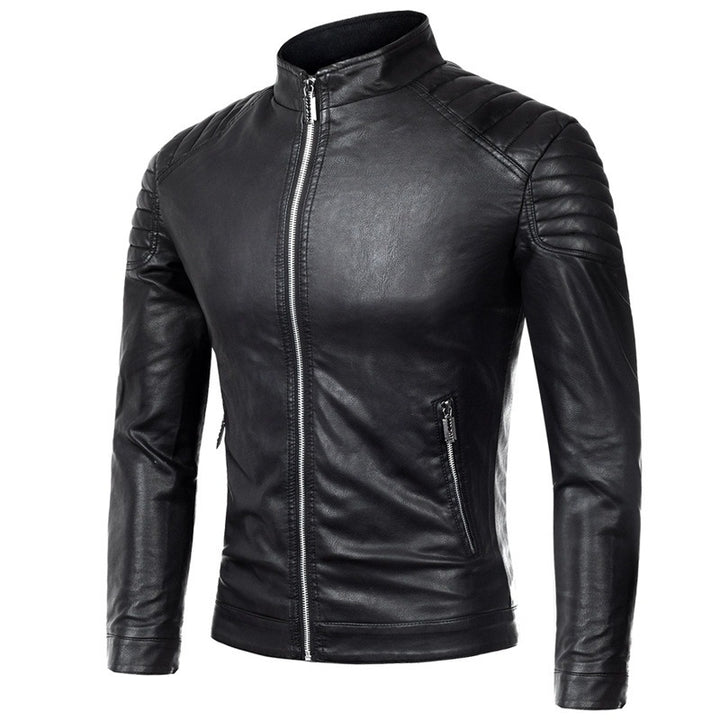 Herren Lederjacke Pilotenblouson mit gesteppter Schulterpartie und Stehkragen – Valtoré