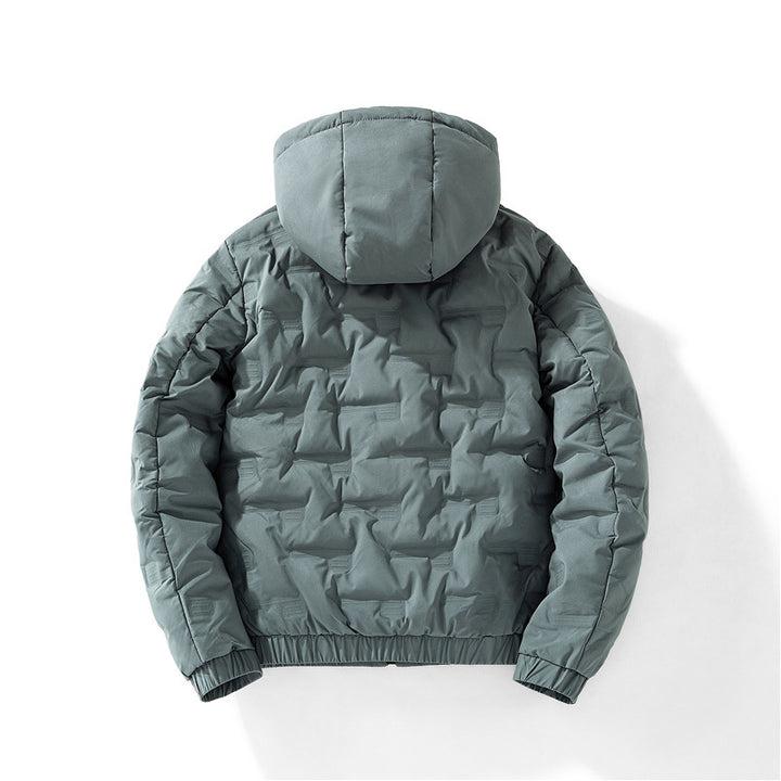 Herren nan isolierende Kapuzen-Steppjacke mit geprägtem Quadratmuster und elastischen Bündchen Echo Archiv