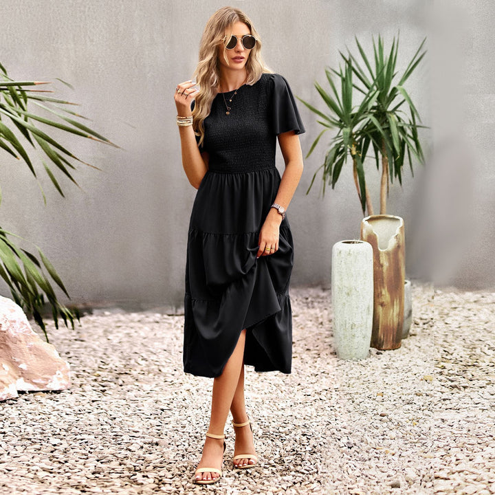 Damen Midikleid mit schwingendem Rüschensaum und elastischem Oberteil Echo Archiv