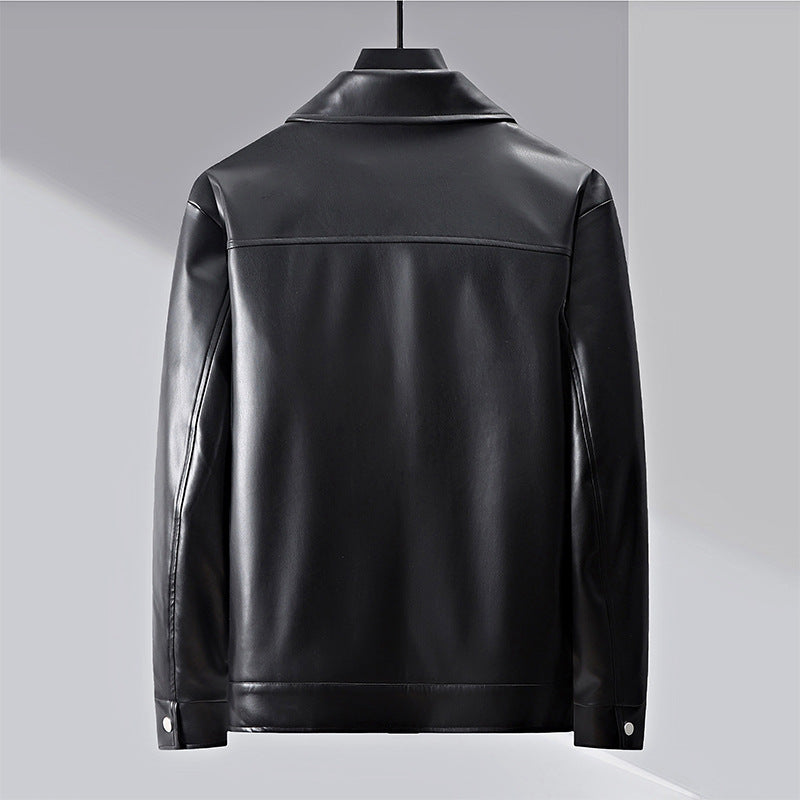 Herren minimalistische Lederimitatjacke mit durchgehendem Reißverschluss und aufgesetzten Brusttaschen Echoarchiv