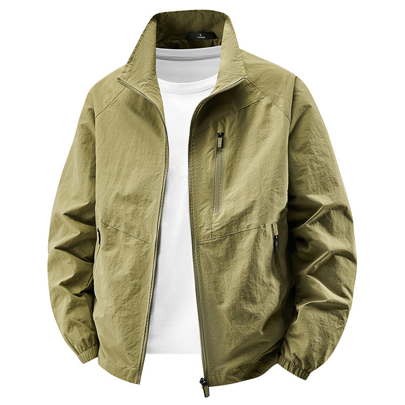 Herren  leichte Ripstop Reißverschluss-Front Stehkragen Reise Utility Jacke Echo Archiv