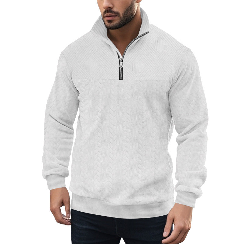 Herren Strickpullover mit Reißverschluss und modernem Zopfdesign Echoarchiv