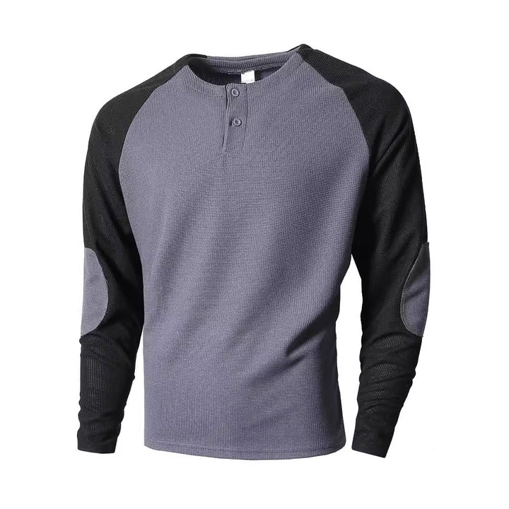 Herren Langarmshirt mit modischem Henley-Ausschnitt und strukturierten Ärmeln Echoarchiv