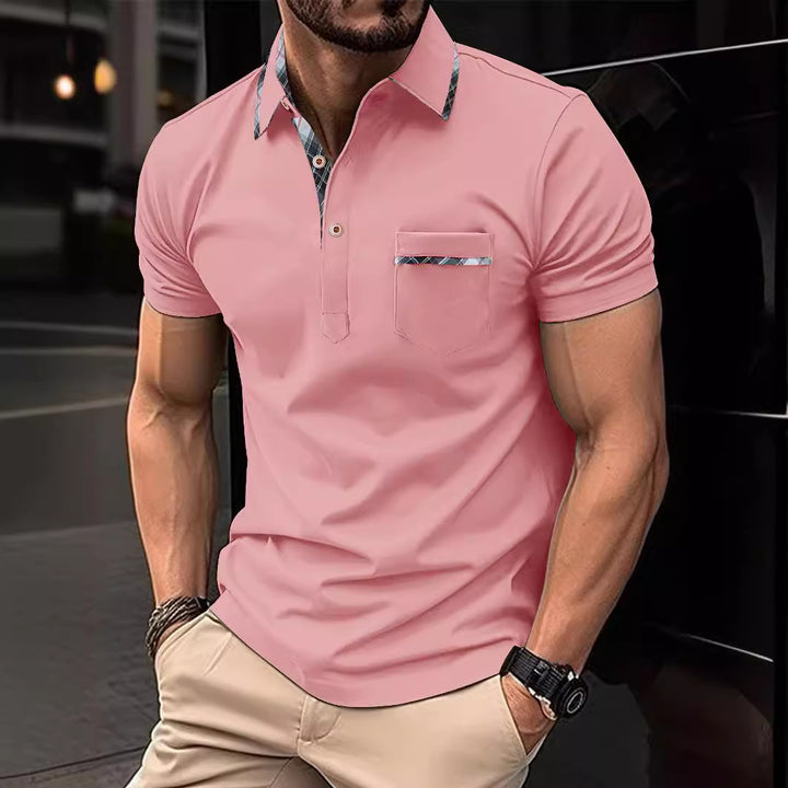 Herren Poloshirt mit modischem Kragen und praktischer Brusttasche Echoarchiv