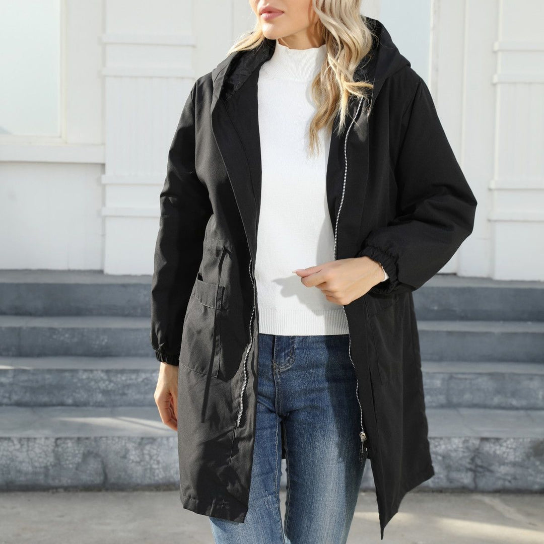 Damen Kapuzen-Midiparka mit Tunnelzug, Reißverschluss & elastischen Bündchen Echoarchiv