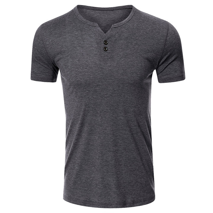 Herren Kurzarm Henley-T-Shirt mit modischem Knopfdesign und komfortablem Schnitt Echoarchiv