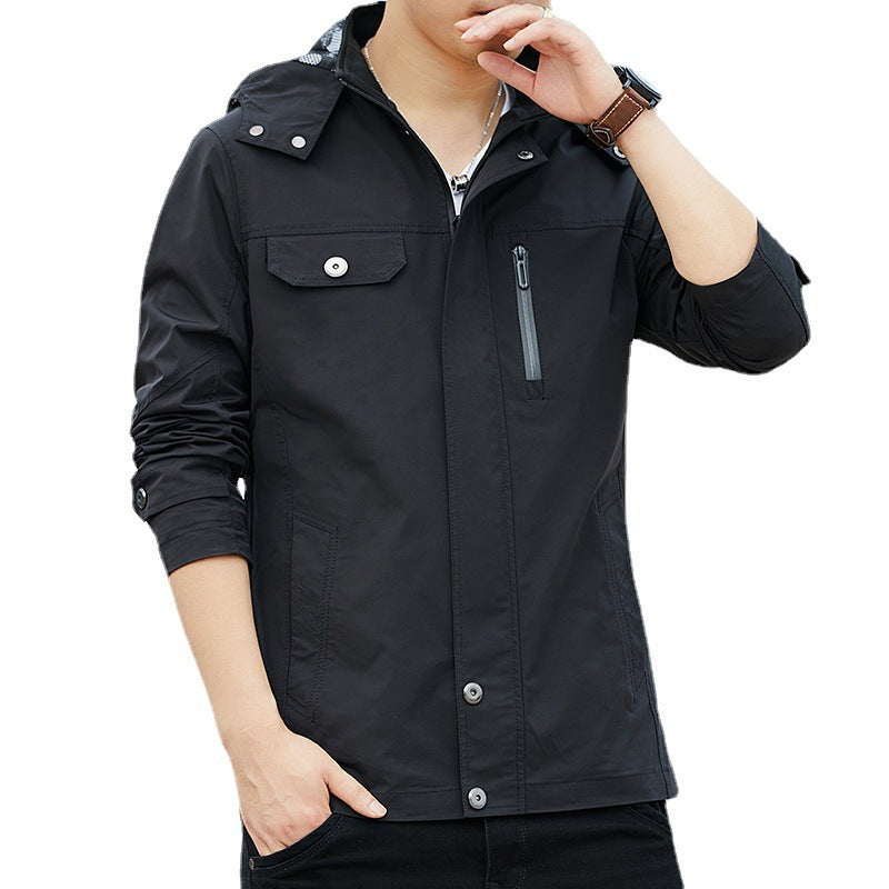 Herren Leichter Kapuzen-Fieldblouson im Casual-Utility-Stil Echoarchiv