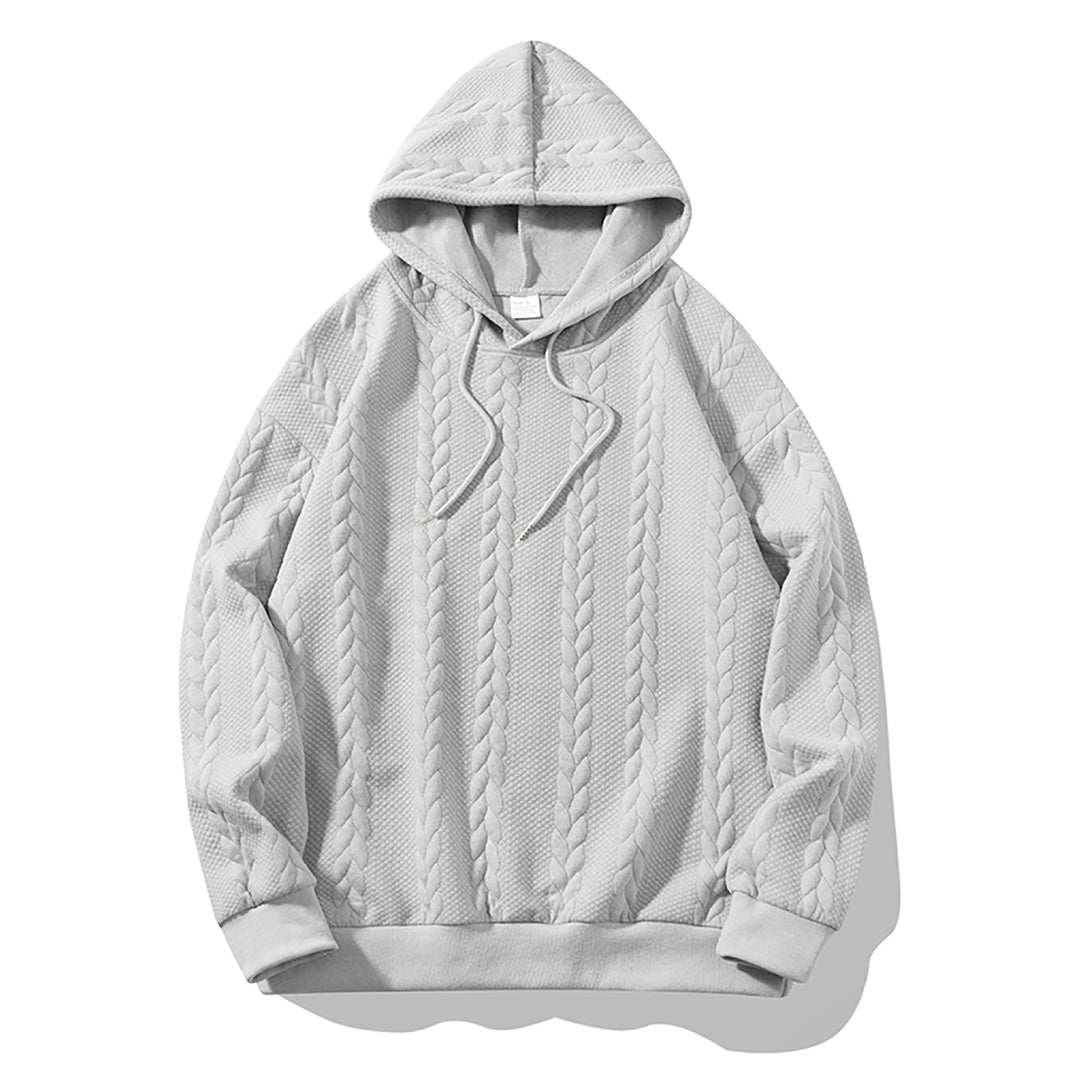 Herren Kapuzenpullover mit erhabenem Flechtrelief und weichem Innenfutter – Cavarno
