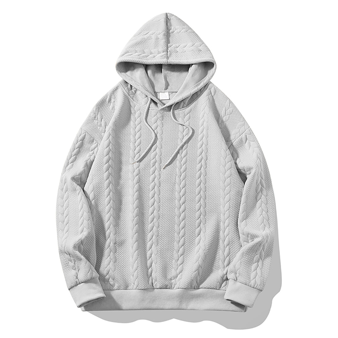Herren Kapuzenpullover mit erhabenem Flechtrelief und weichem Innenfutter – Cavarno