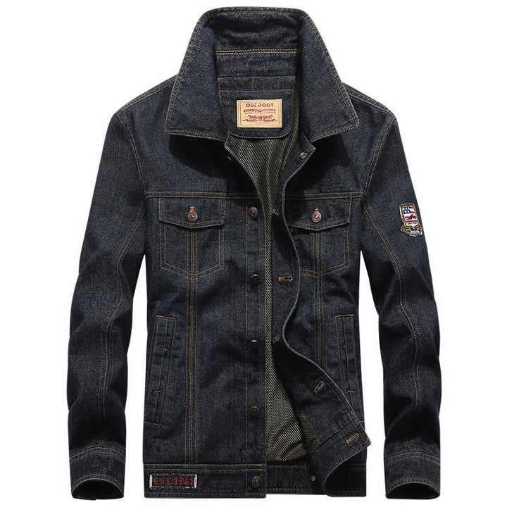 Herren Jeansjacke im Worker‑Stil mit Aufnäher und Mesh‑Futter – Denvaro