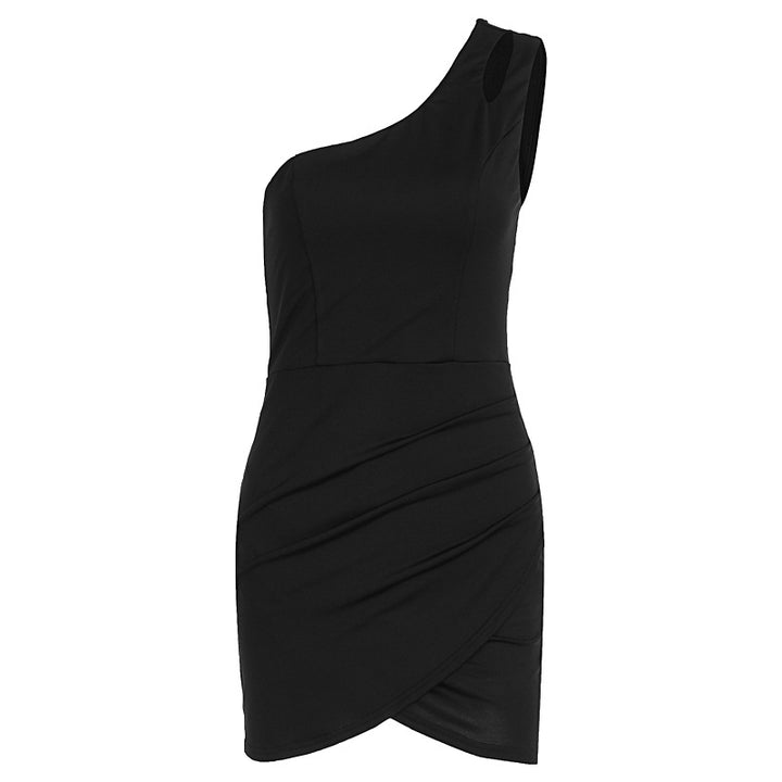 Damen Einseitig Schulterfreies Minikleid mit Raffung und Figurformendem Schnitt Echo Archiv