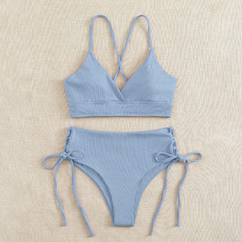 Damen Hochtaillierter Bikini mit verstellbaren Schnürdetails – Maréssa