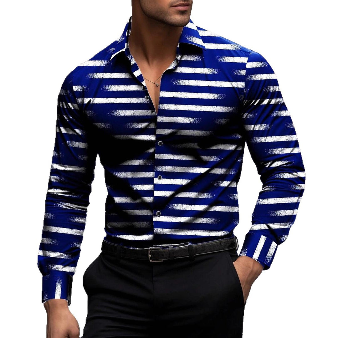 Herren elegantes Langarmhemd mit modernem Streifen-Design Echoarchiv