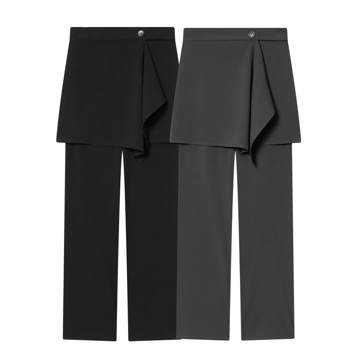 Damen nan Highwaist-Hose mit weitem Bein und asymmetrischem Wickelrock-Overlayer Echo Archiv