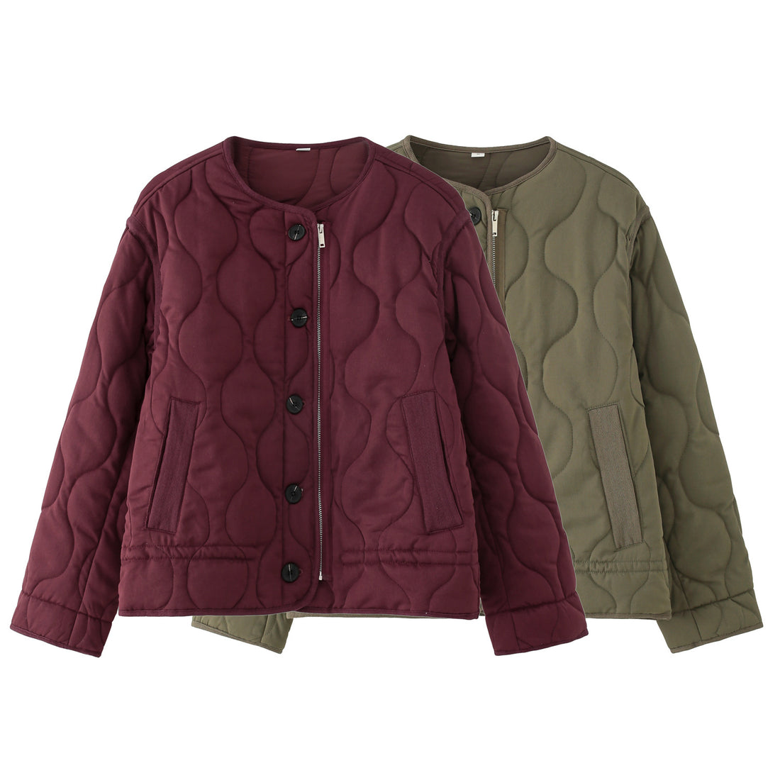 Damen Steppjacke mit rundem Steppmuster, Rundhals und Zwei-Wege-Reißverschluss Echo Archiv