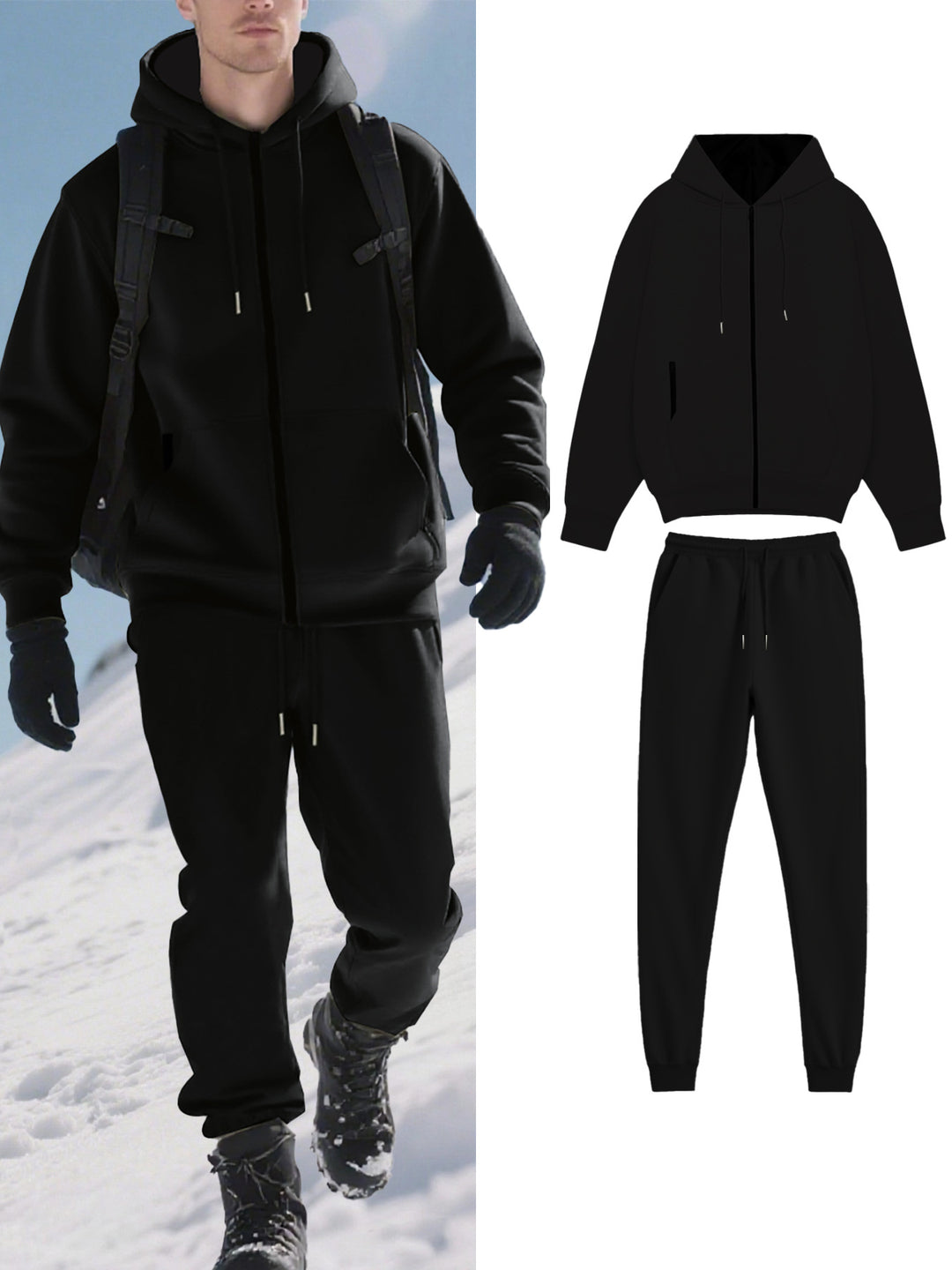 Herren bequemer Thermal-Sweatanzug mit Kapuze und praktischen Taschen Echoarchiv