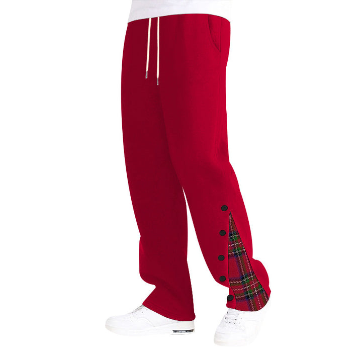 Herren modische Freizeithose mit seitlichem Karo-Muster und verstellbarem Kordelzug Echoarchiv