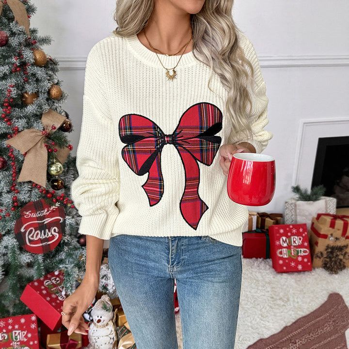 Damen Modischer Pullover mit kariertem Schleifen-Design Echo Archiv