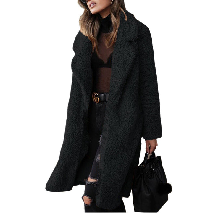 Damen nan kuscheliger Teddy-Mantel mit Oversize-Schnitt und hohem Reverskragen Echo Archiv