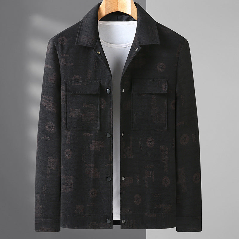 Herren Leichtes strukturiertes Overshirt mit aufgesetzten Pattentaschen und dezentem Allover-Print Echo Archiv