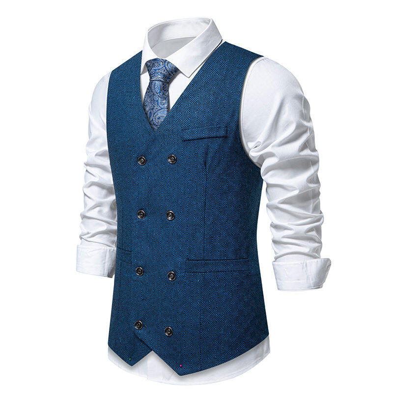 Herren elegante Doppelreiher-Weste mit dekorativem Muster Echoarchiv