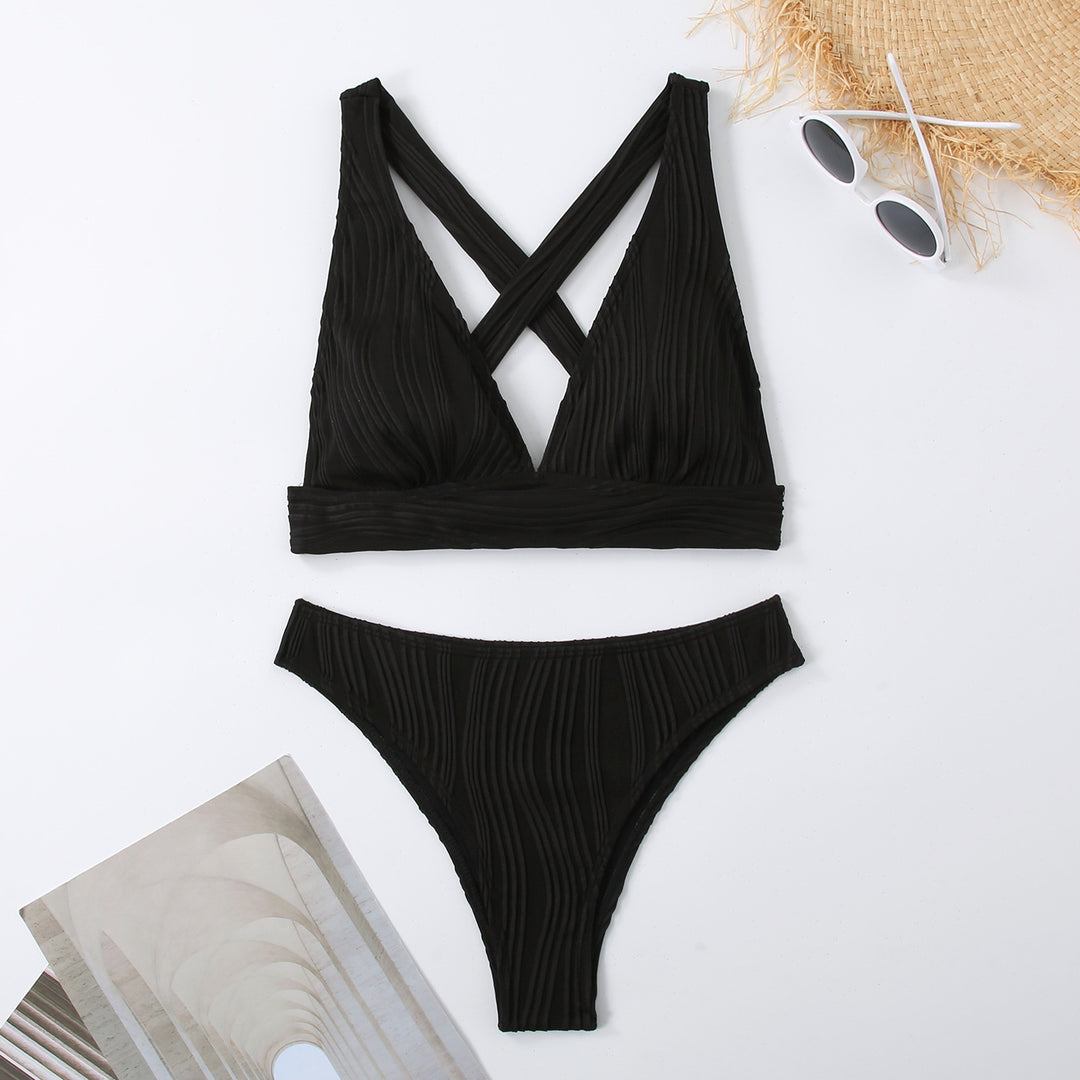 Damen Gestreifter Bikini mit raffiniertem Kreuz-Design Echo Archiv