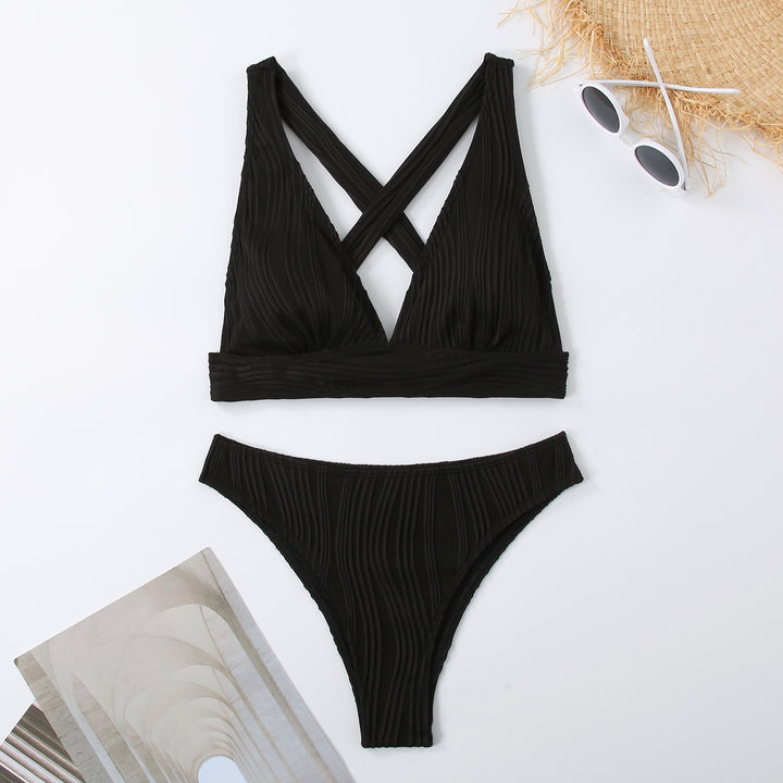 Damen Gestreifter Bikini mit raffiniertem Kreuz-Design Echo Archiv