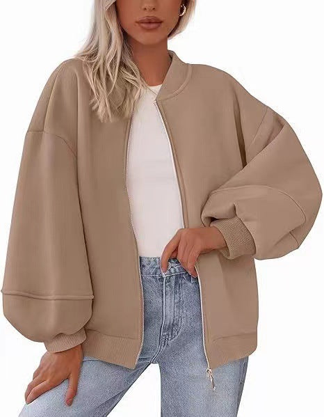 Damen Oversize Bomberjacke mit Ballonärmeln und Reißverschluss Echo Archiv
