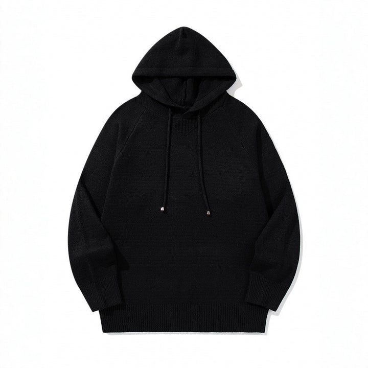 Unisex Oversize Strickkapuzenpullover mit Raglanärmeln und Rippbündchen Echo Archiv