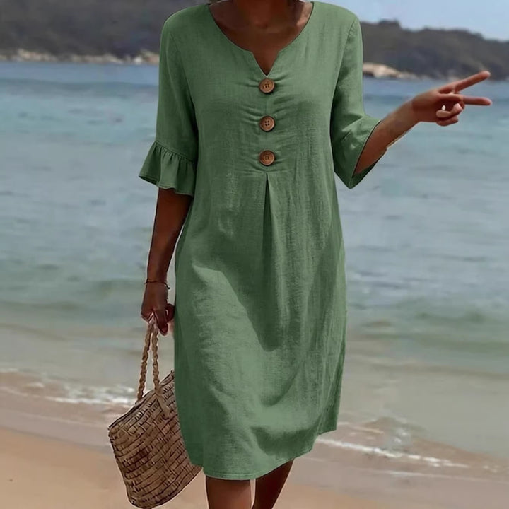 Damen Leichtes Sommerkleid mit Knopfdetails Echo Archiv