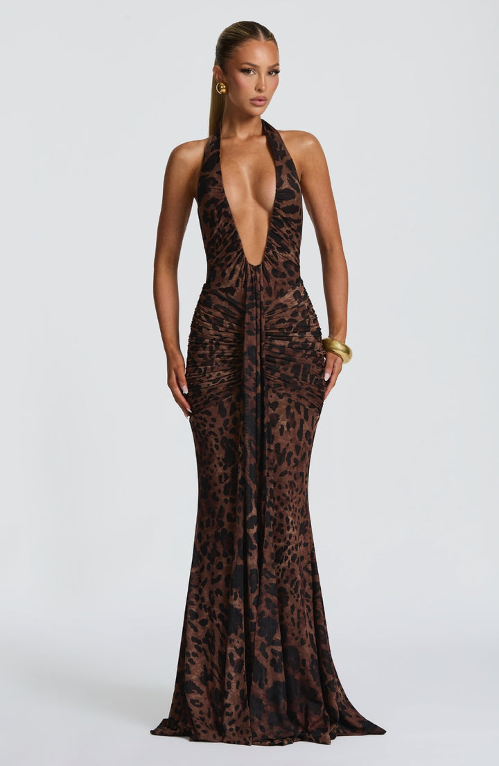 Damen Elegantes Kleid mit tiefem V-Ausschnitt und figurbetontem Schnitt Echo Archiv