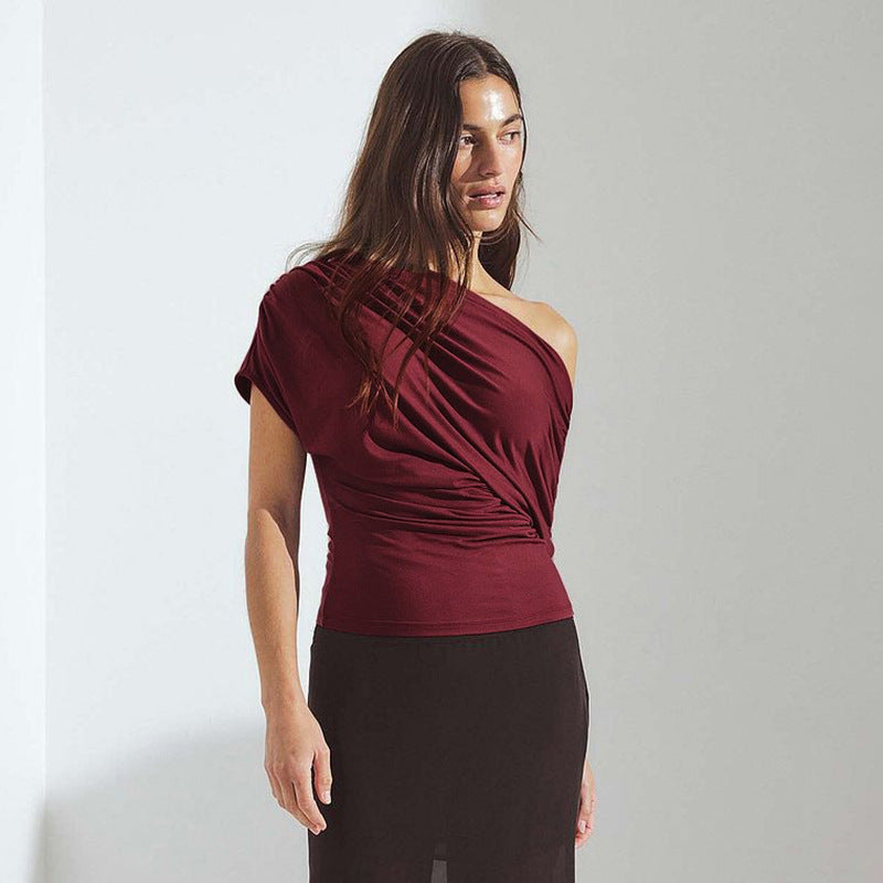 Damen asymmetrisches Wickeloberteil mit raffinierten Drapierungen Echo Archiv