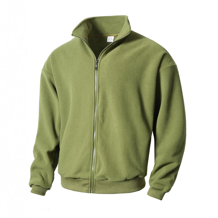 Herren Zip-Fleecejacke mit Stehkragen, durchgehendem Reißverschluss und gerippten Bündchen – Taviero