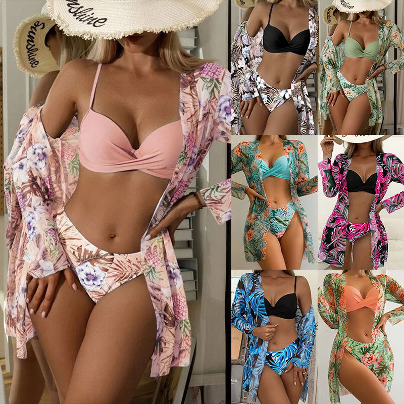 Damen Zweiteiliges Bikini-Set mit floralem Wickelüberwurf Echo Archiv