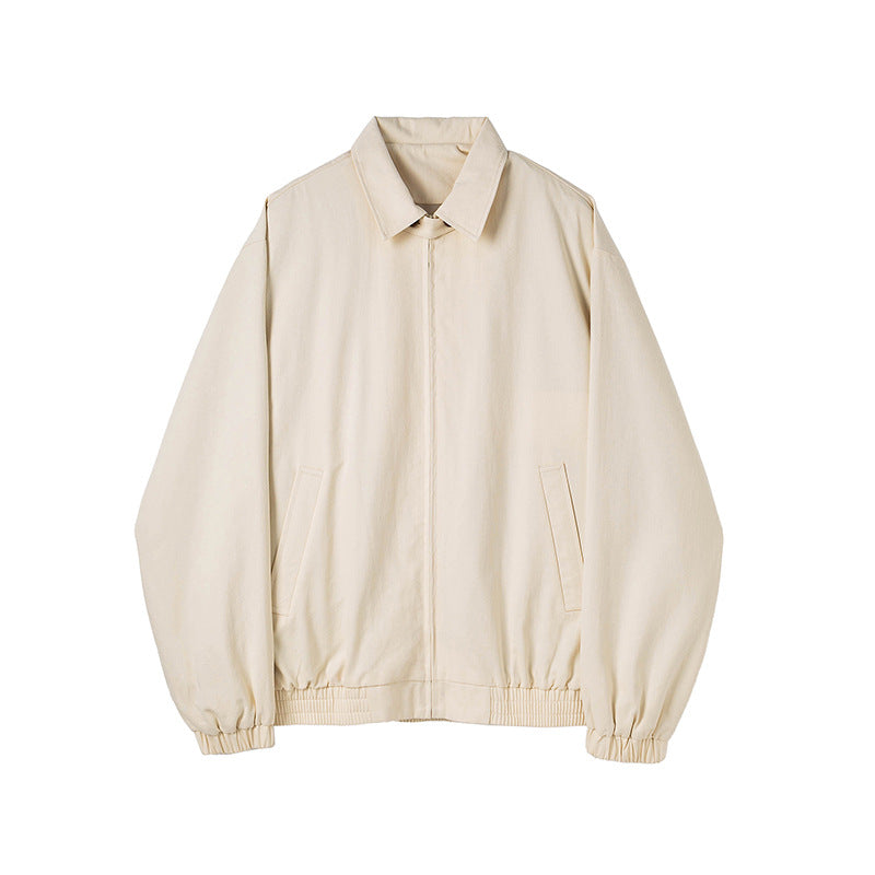 Herren Minimalistische Harrington-Übergangsjacke mit Stehkragen, Kinnschutzriegel und elastischem Saum Echoarchiv