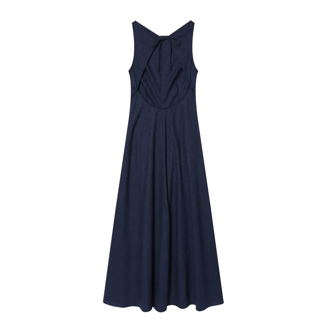 Damen Maxikleid mit elegantem V-Ausschnitt und fließendem Schnitt Echo Archiv