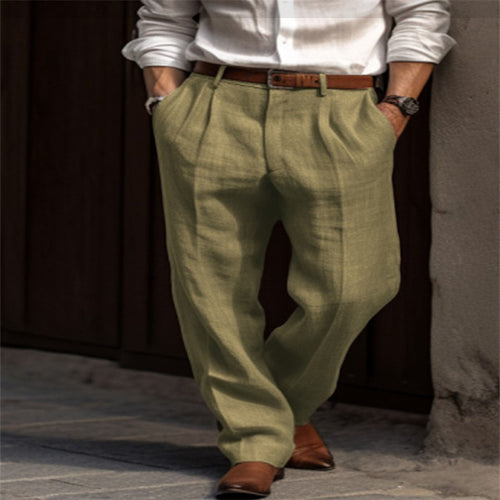 Herren Leinenhose mit weitem Schnitt und Bundfalten Echo Archiv