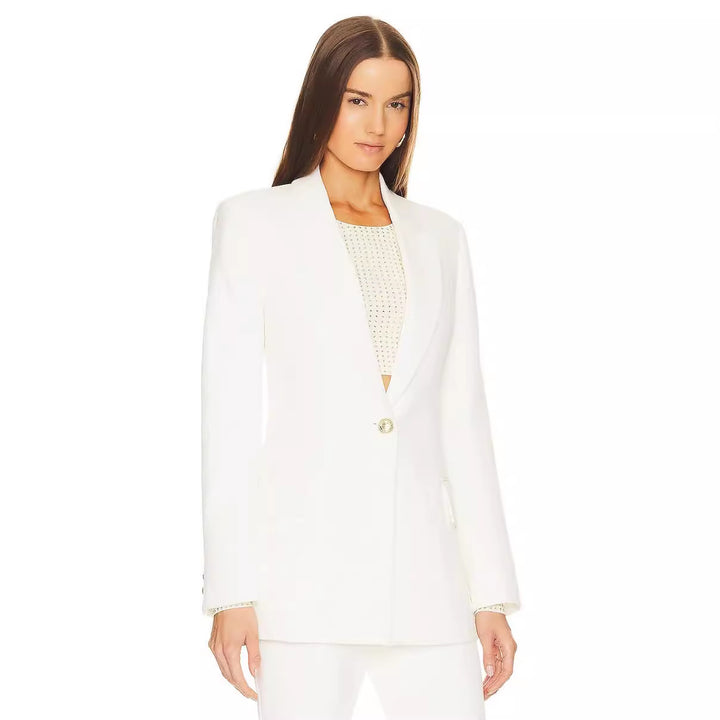Damen Zweiteiliger Tailoring‑Anzug mit tailliertem Ein‑Knopf‑Blazer und ausgestellter Schlaghose Echoarchiv