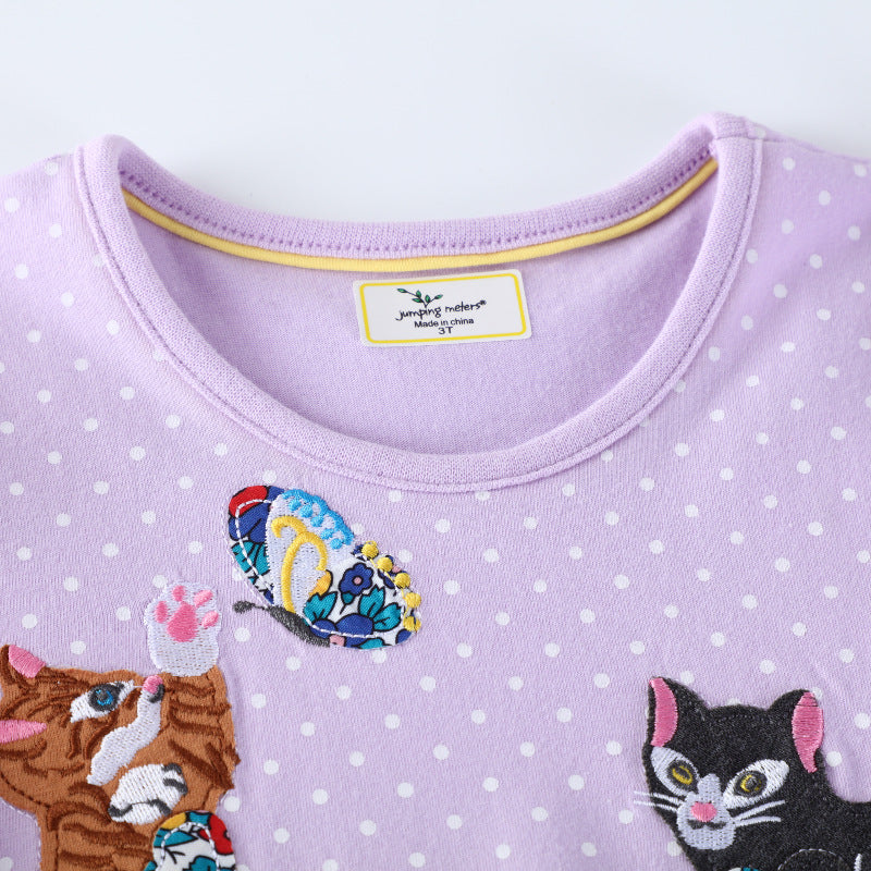 Mädchen Freizeitkleid mit zauberhaften Katzenmotiven Echo Archiv