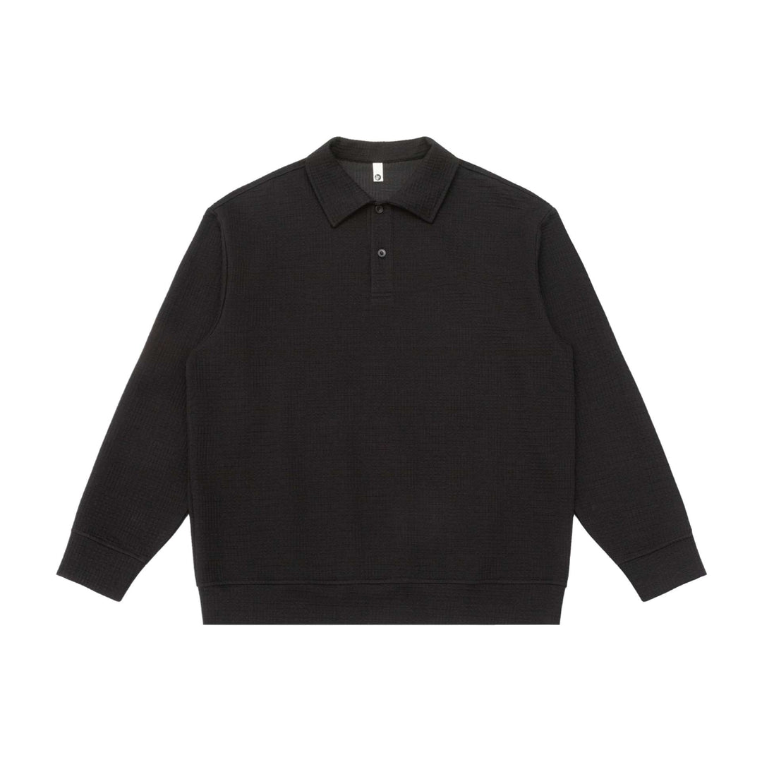 Unisex Waffelstrick-Poloshirt mit Polokragen und Halbknopfleiste Echoarchiv