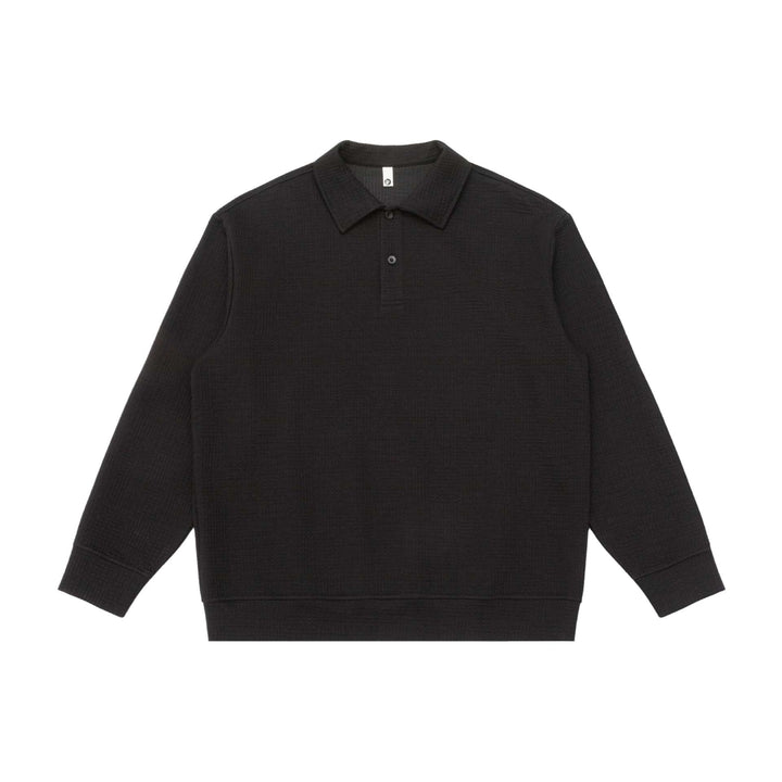 Unisex Waffelstrick-Poloshirt mit Polokragen und Halbknopfleiste Echoarchiv