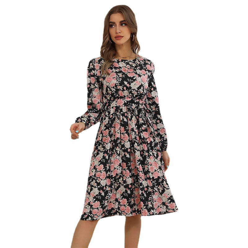 Damen Florales Midikleid mit Smok-Taille, Volantärmeln und seitlichem Beinschlitz – Élara