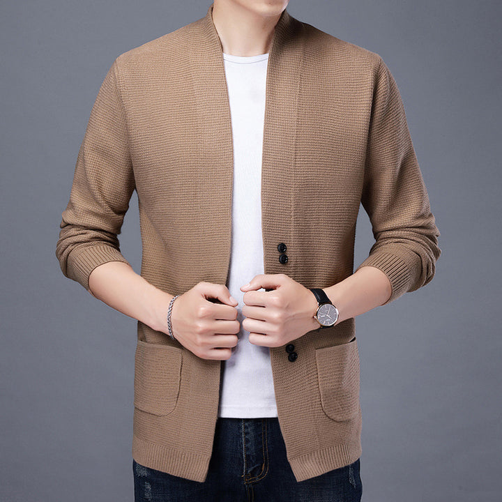 Herren Strickjacke mit lässigem Schalkragen und aufgesetzten Taschen Echoarchiv