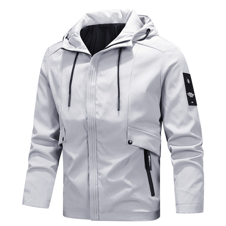 Herren Urbaner Softshell-Blouson mit Kapuzenkragen, winddichter Membran und Druckknopf-Taschenelementen Echoarchiv