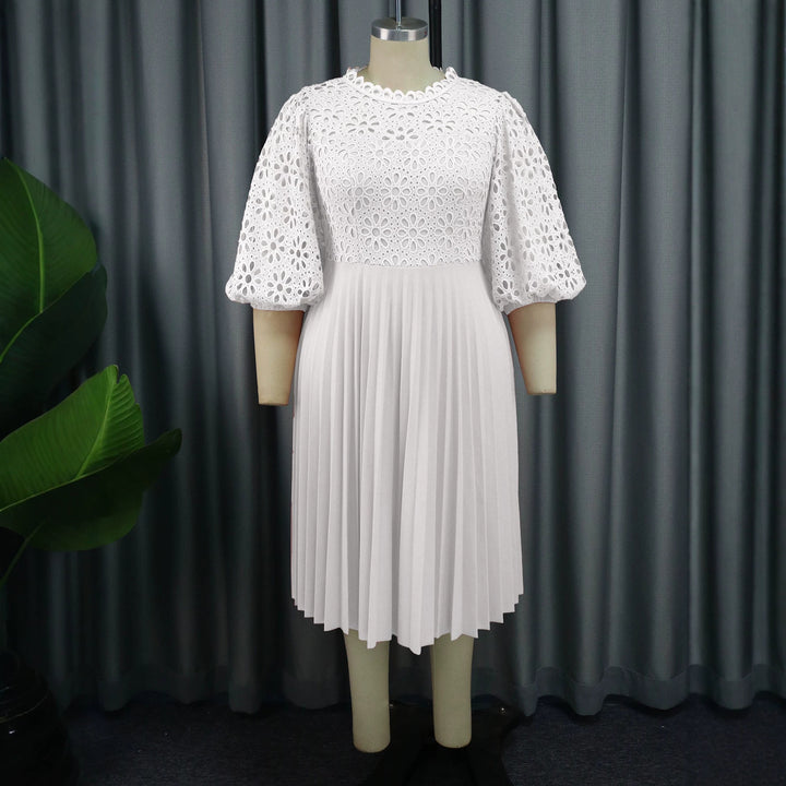 Damen elegantes Midikleid mit Spitzenoberteil und plissiertem Rock Echo Archiv