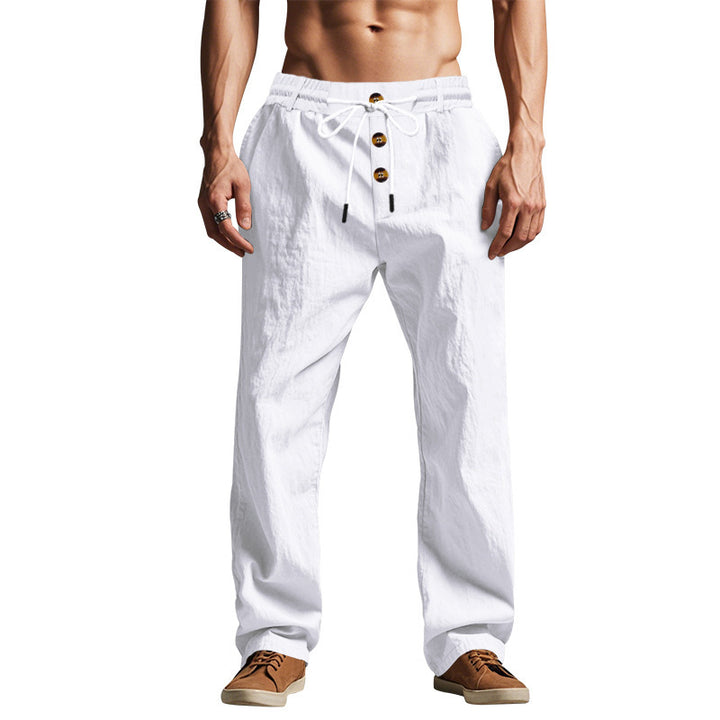 Herren lässige Freizeithose mit elastischem Bund und Knopfdetails Echoarchiv
