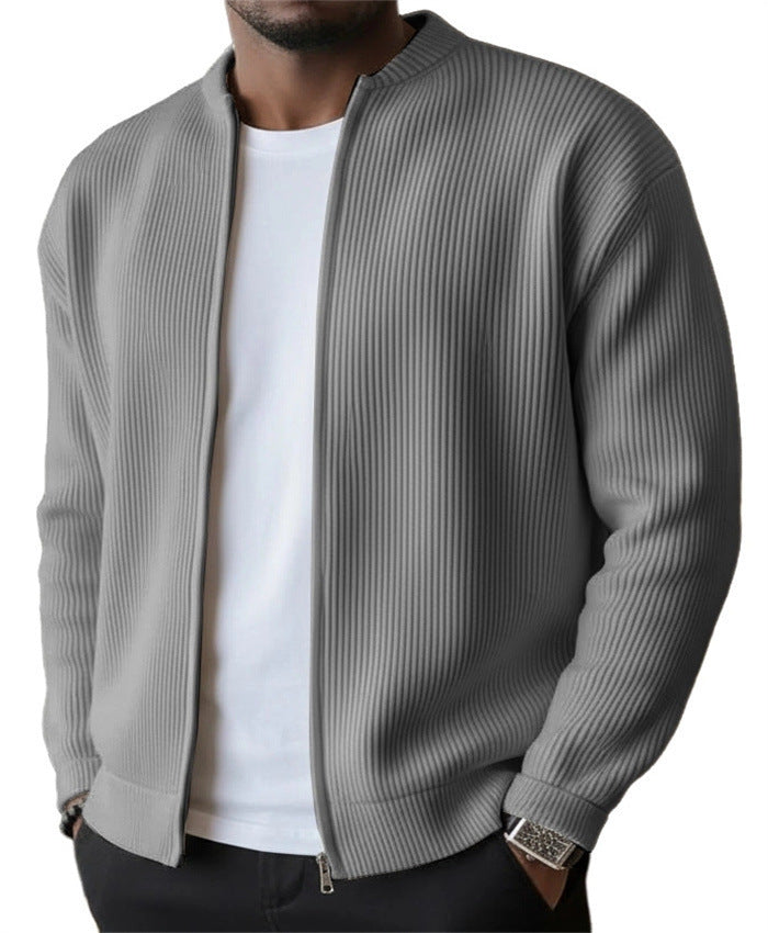 Herren Rippstrick Bomber Cardigan mit vollem Reißverschluss EB – Taviero