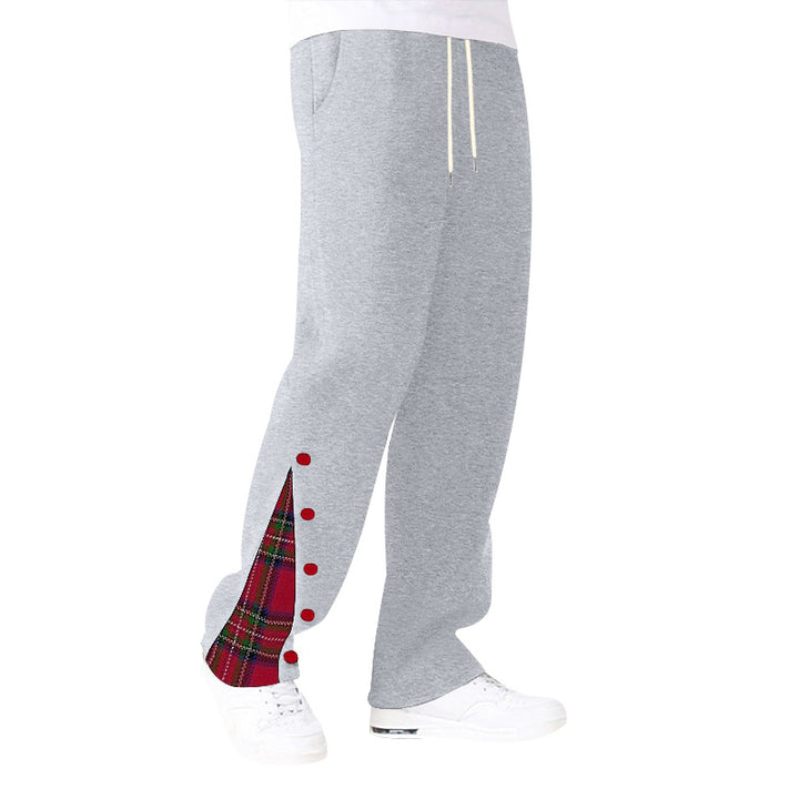 Herren lässige Freizeithose mit Knopfdetails und modernem Karomuster Echoarchiv