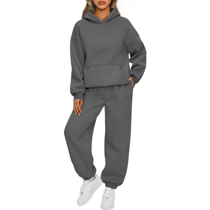 Damen nan Oversize Kapuzenpullover und Fleece Jogginghose Set mit Kängurutasche Echo Archiv